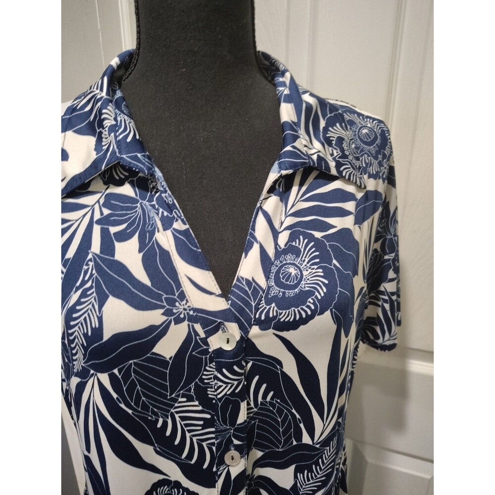 La Mer Luxe Maxi Dress Blue and White Floral Tropical Print Women's Size Large - Picture 7 of 10